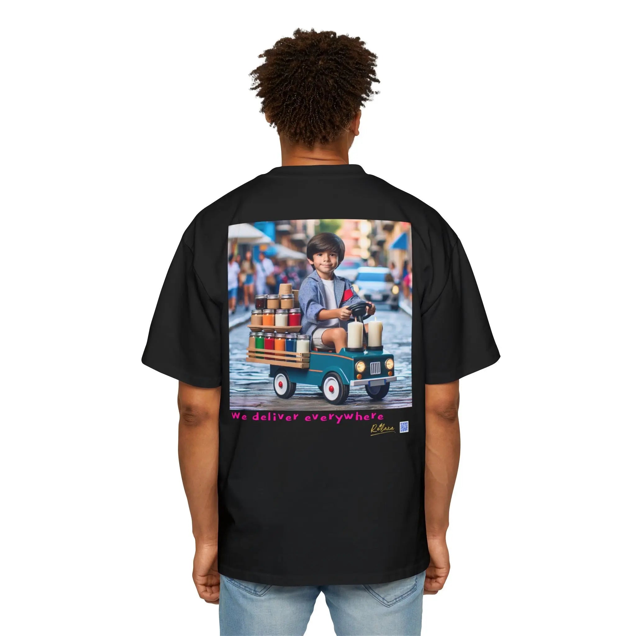 Relaxa Men's Heavy Oversized Tee - Relax & Deliver Graphic Tee Printify