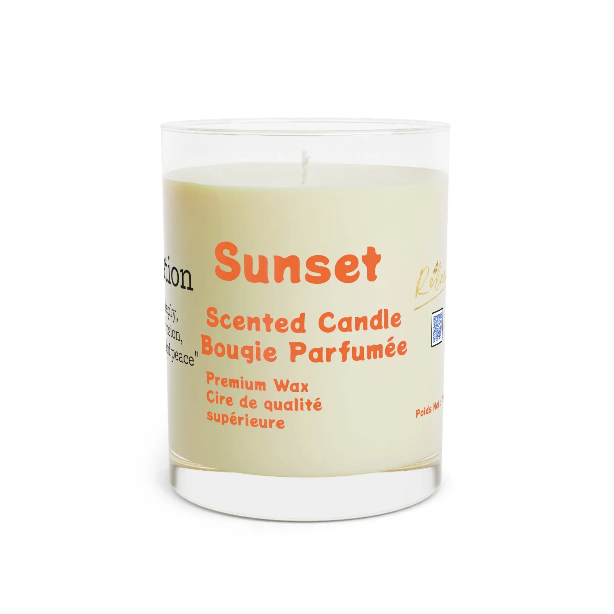 Relaxation Scented Candle - 11oz Full Glass with Inspirational Quote