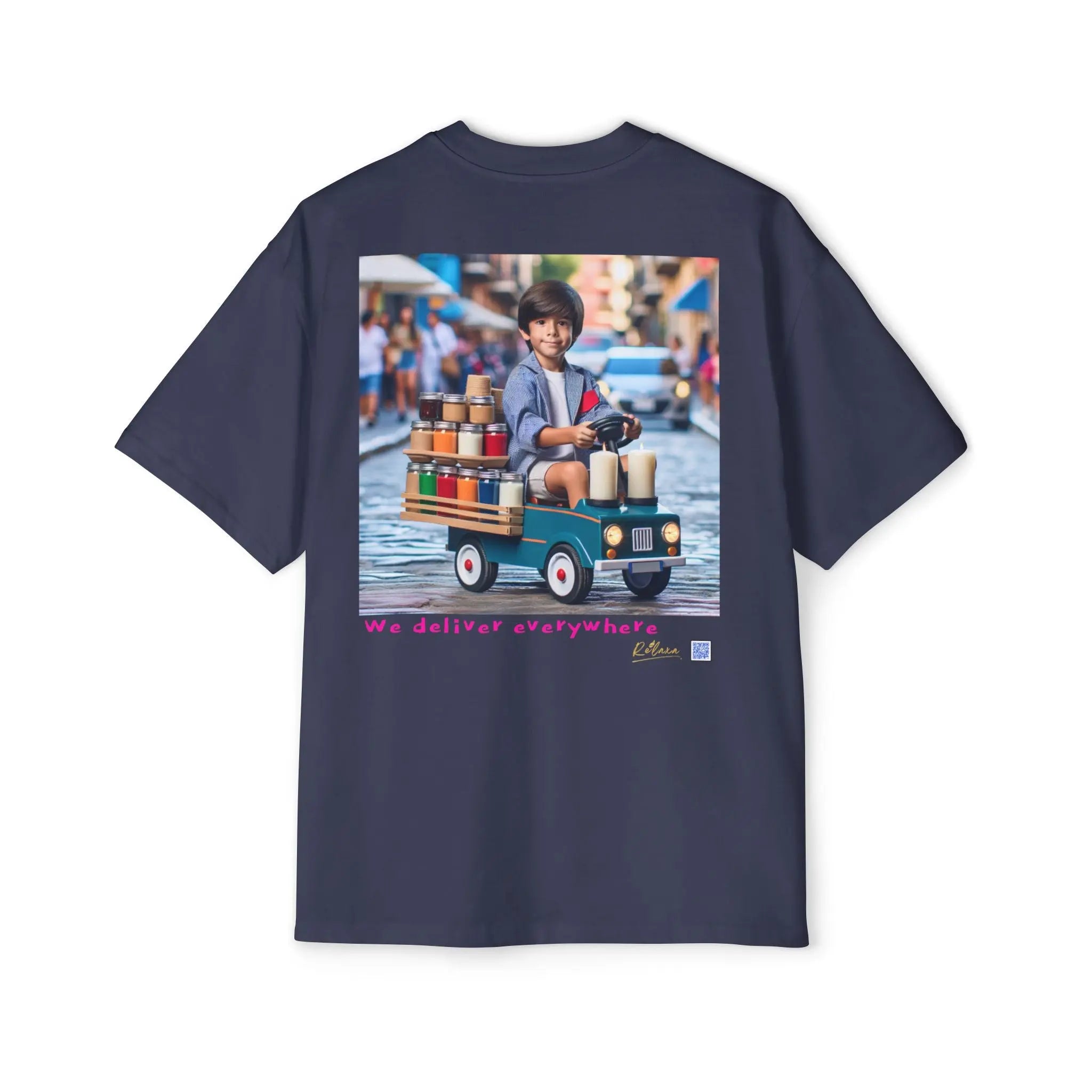 Relaxa Men's Heavy Oversized Tee - Relax & Deliver Graphic Tee Printify