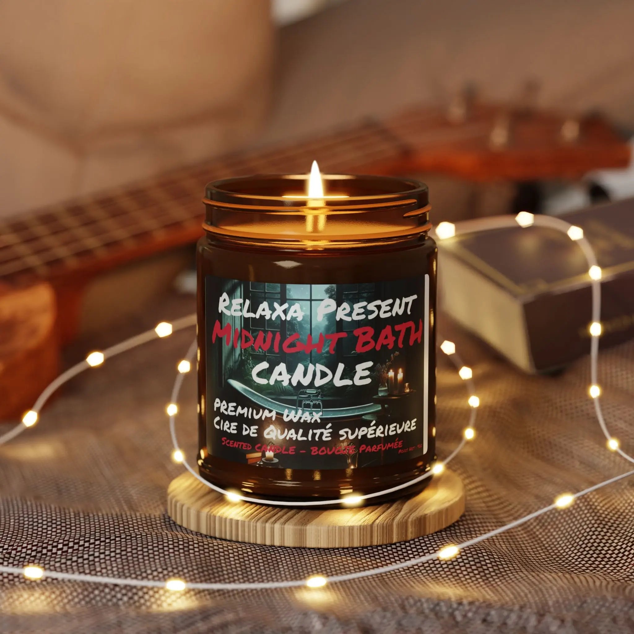 Midnight Bath Scented Soy Candle - Relaxing Ambiance for Self-Care Printify