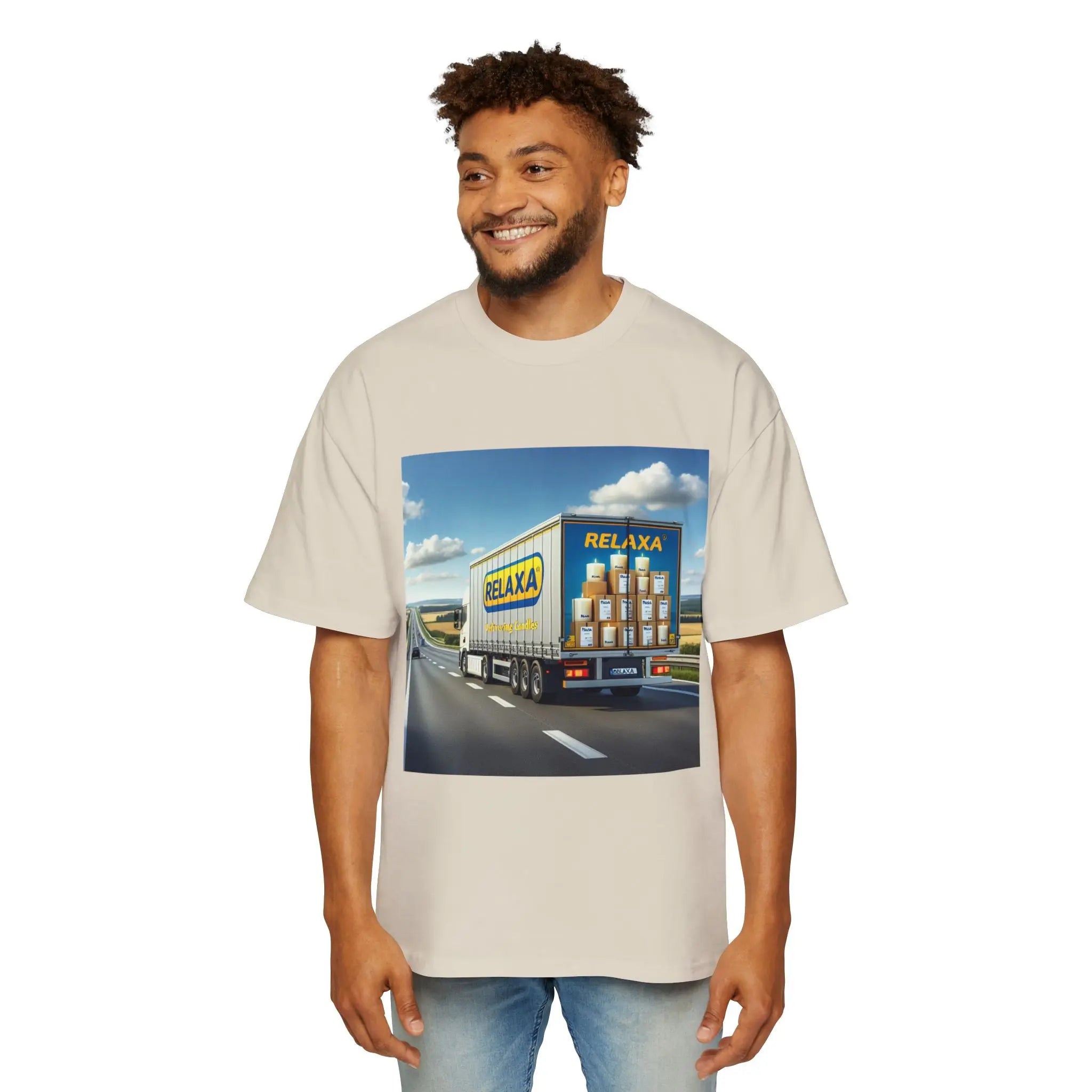 Relaxa Men's Heavy Oversized Tee - Relax & Deliver Graphic Tee Printify