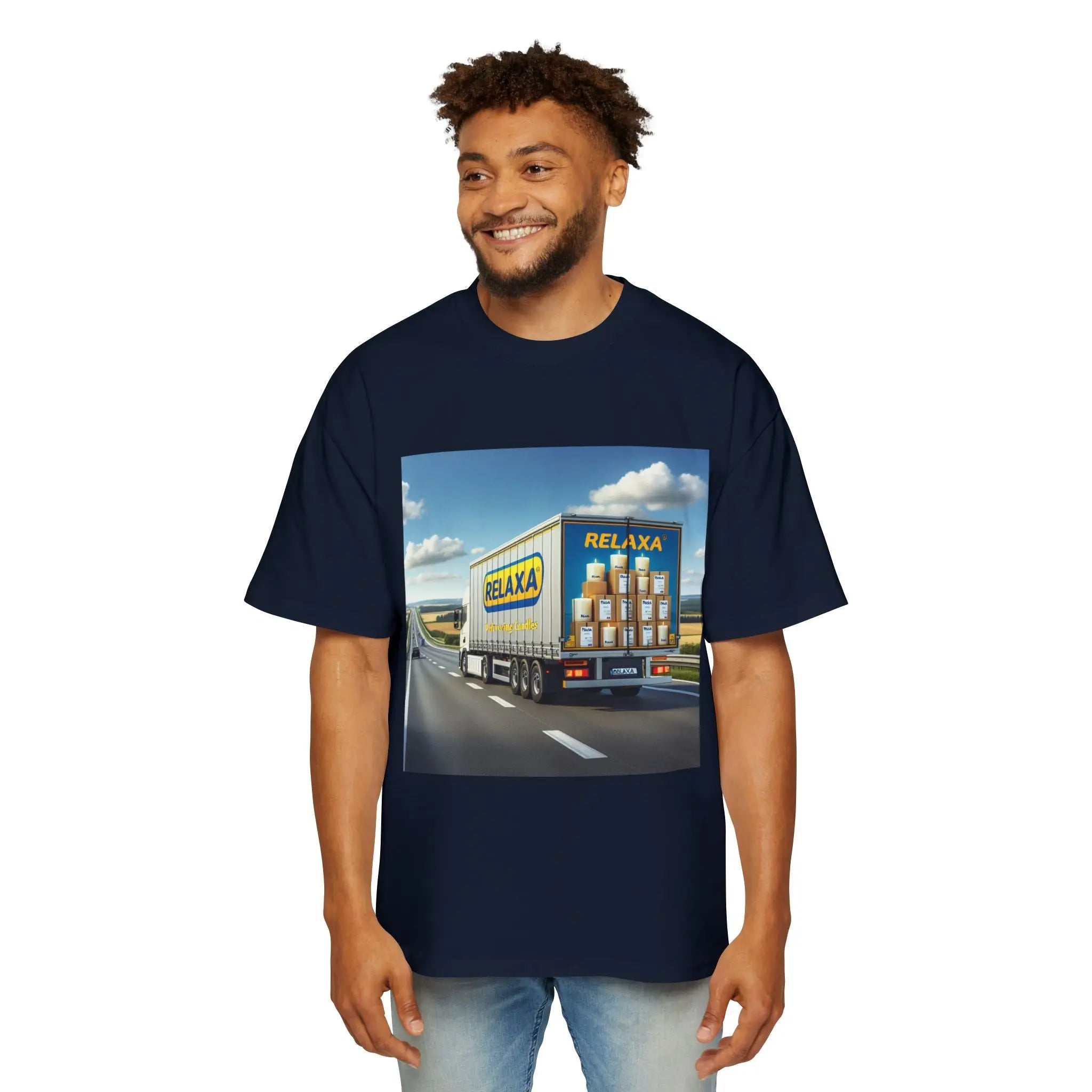 Relaxa Men's Heavy Oversized Tee - Relax & Deliver Graphic Tee Printify