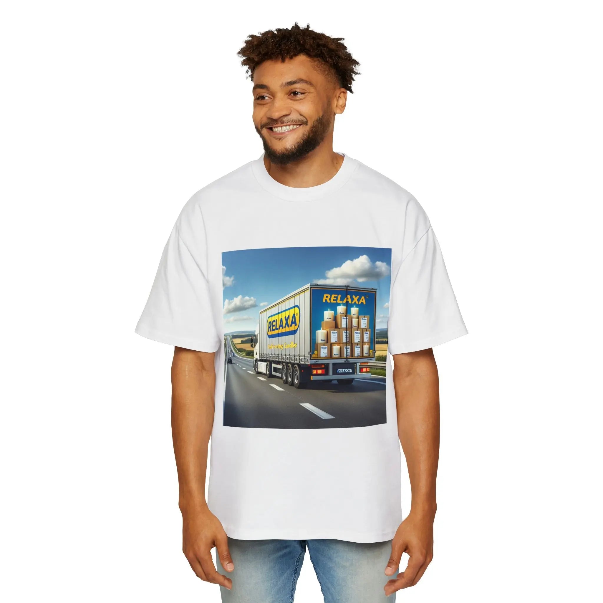 Relaxa Men's Heavy Oversized Tee - Relax & Deliver Graphic Tee Printify