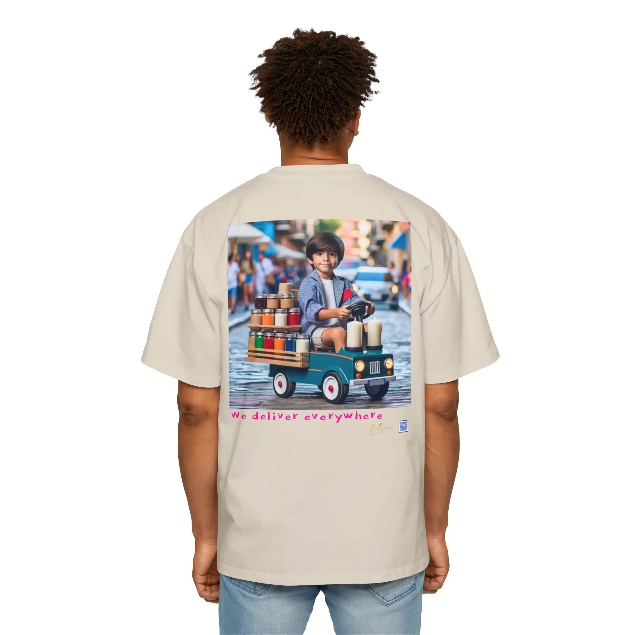 Relaxa Men's Heavy Oversized Tee - Relax & Deliver Graphic Tee Printify