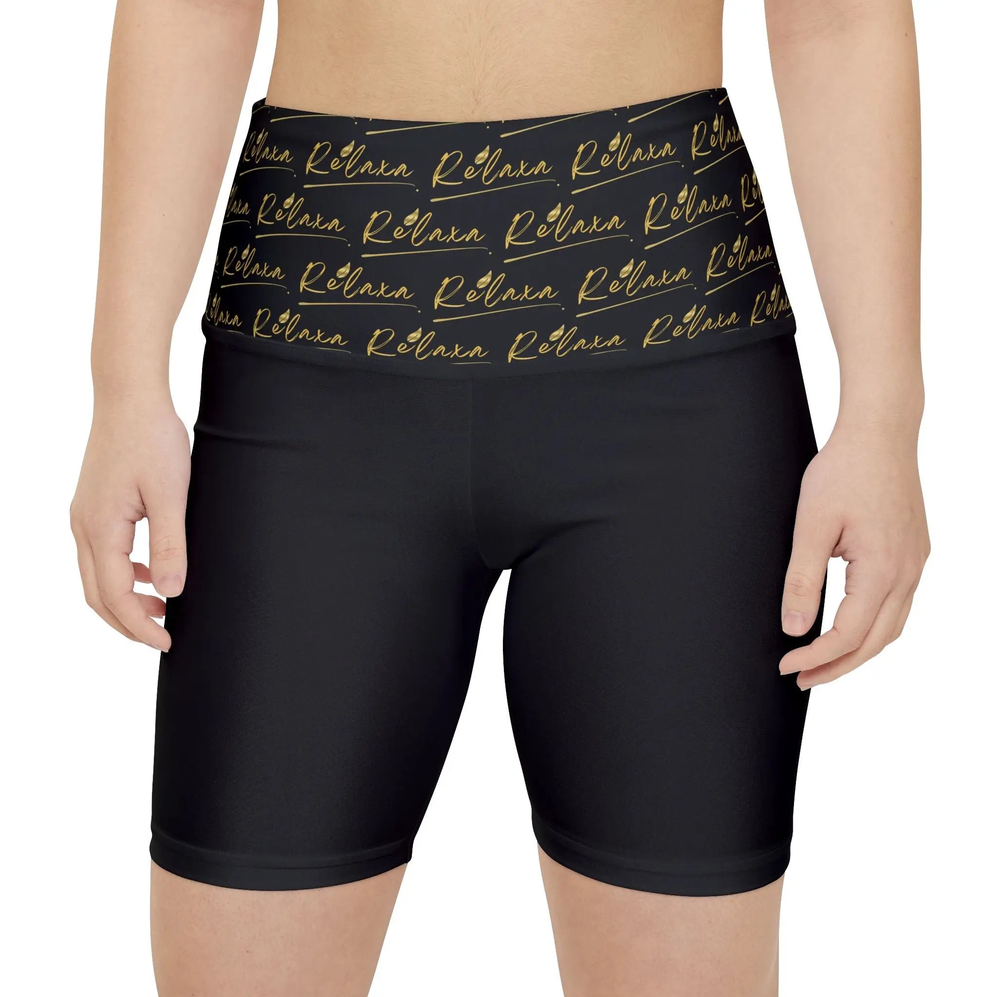 Yoga & Fitness Women's Workout Shorts with Stylish Gold Logo Printify