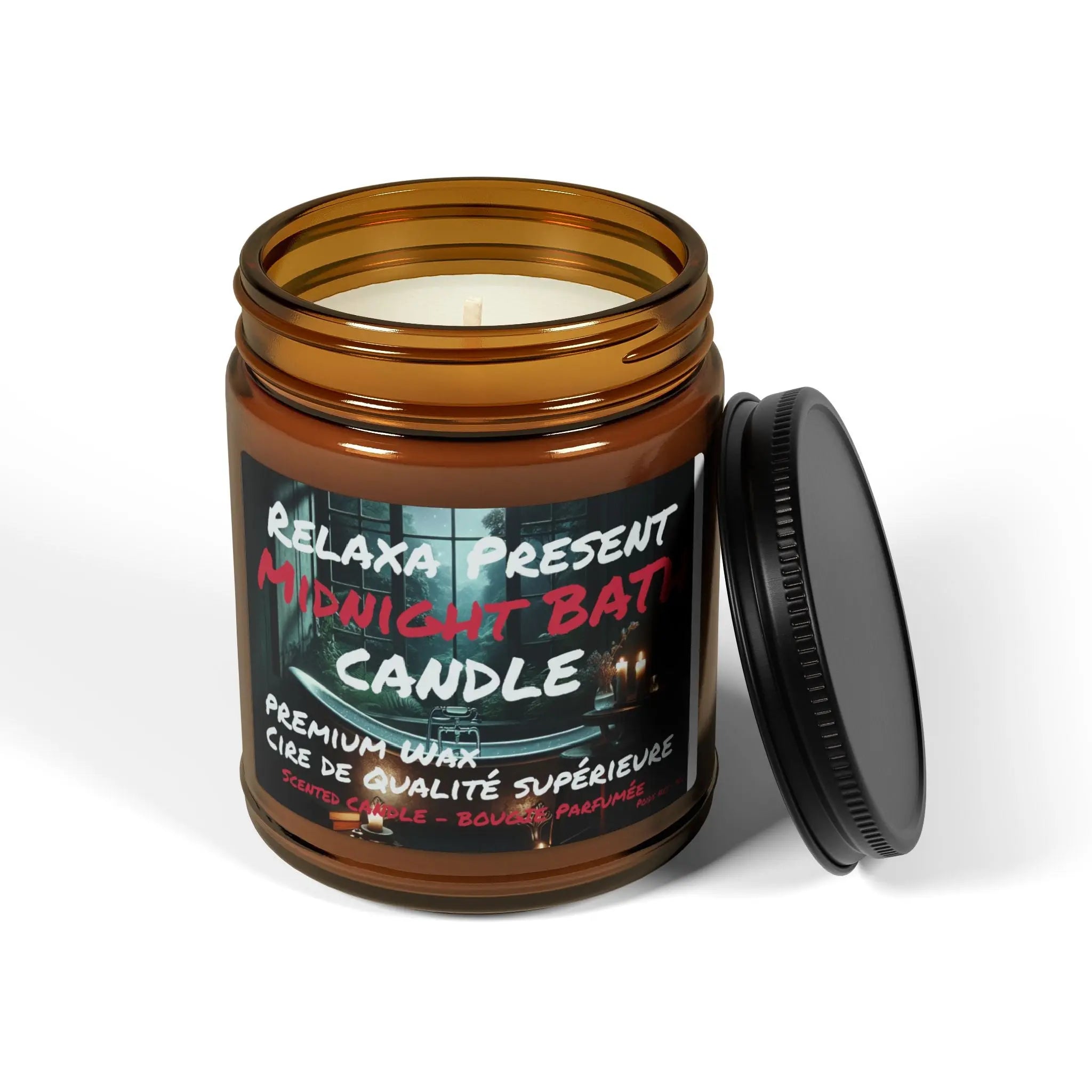 Midnight Bath Scented Soy Candle - Relaxing Ambiance for Self-Care Printify