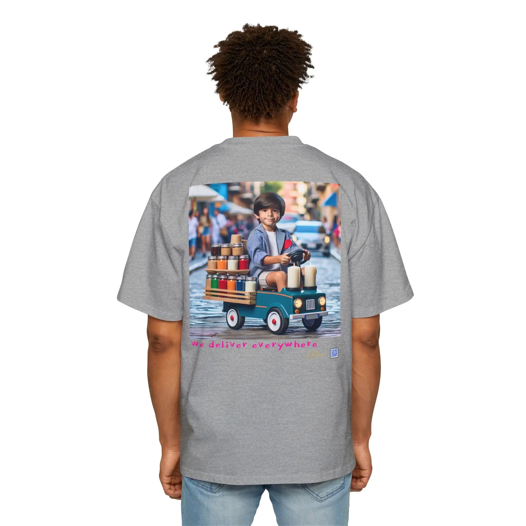 Relaxa Men's Heavy Oversized Tee - Relax & Deliver Graphic Tee Printify