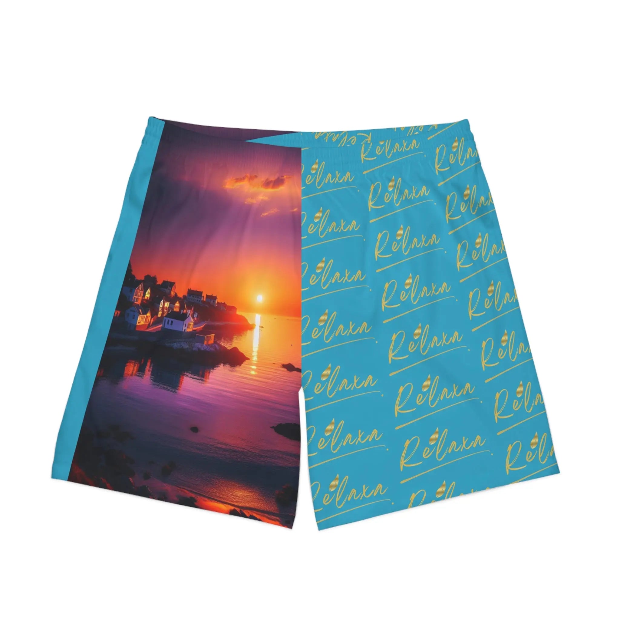 Men's Relaxa Sunset Beach Shorts - Stylish Elastic Swim Trunks for Summer Fun Printify