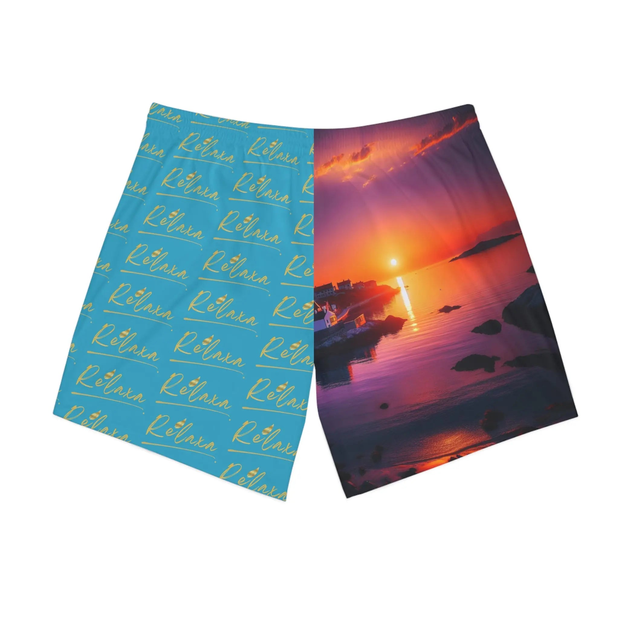 Men's Relaxa Sunset Beach Shorts - Stylish Elastic Swim Trunks for Summer Fun Printify