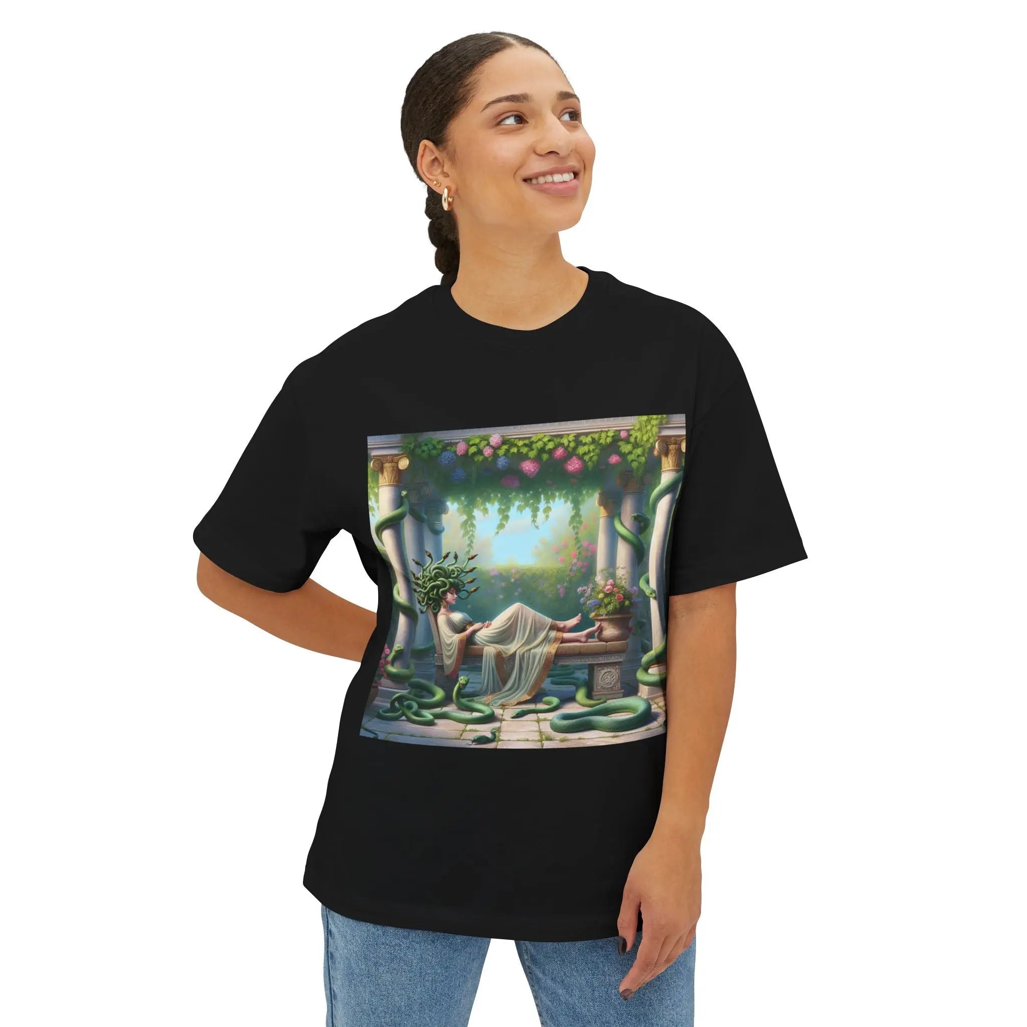 Mystical Medusa Oversized Tee - Unisex Graphic Tee for Art Lovers Printify