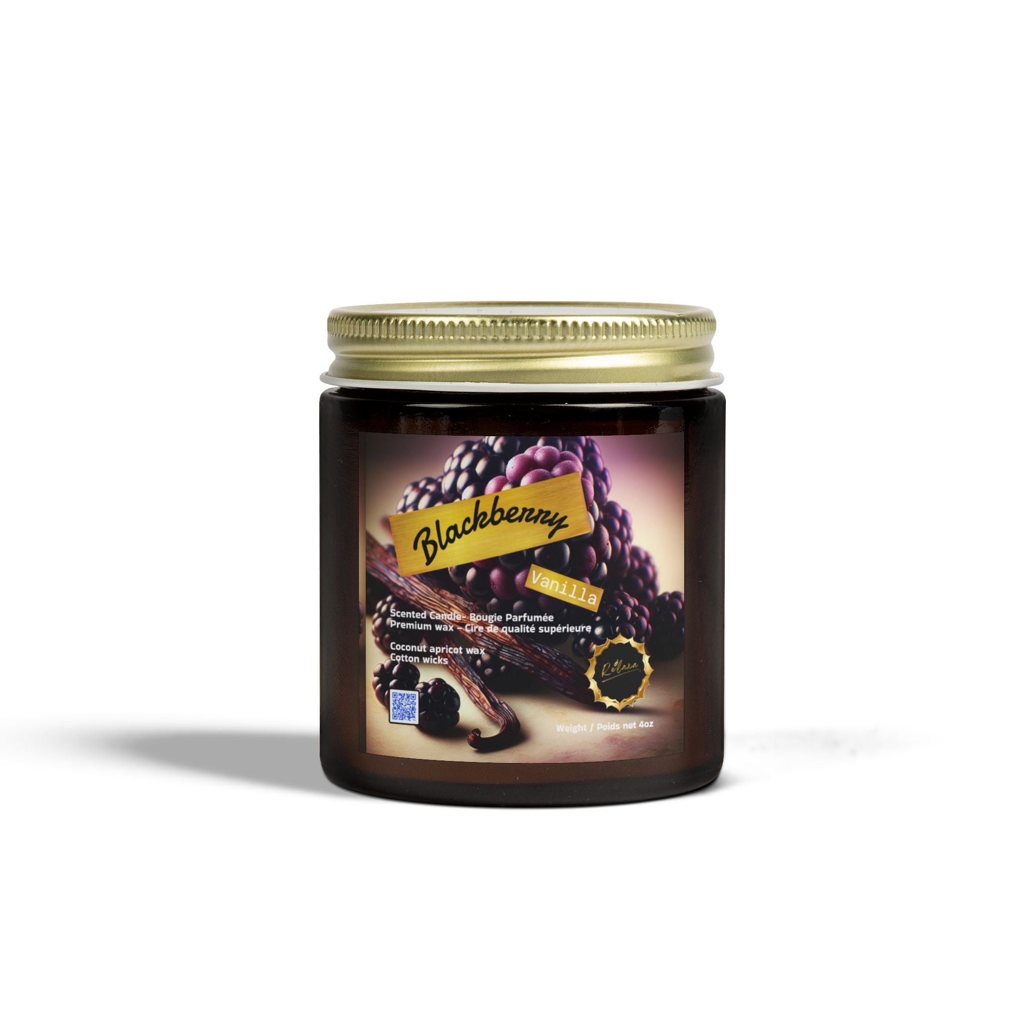Scented Candles, Coconut Apricot Wax (4oz, 9oz) - Blackberry Vanilla Candle Printify