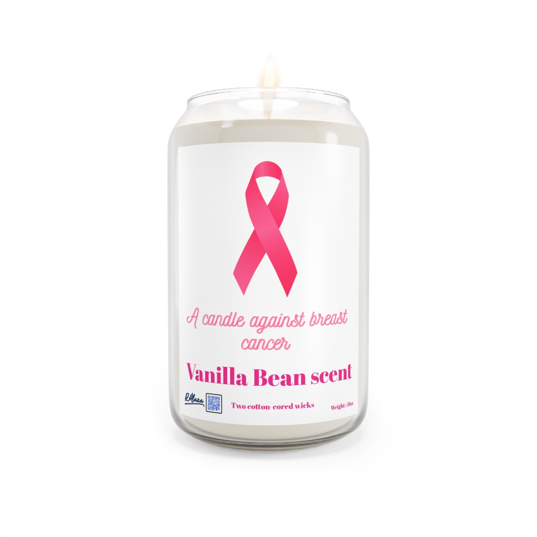 Scented Candle, Breast Cancer Awareness, Vanilla Bean Scent, 13.75oz Printify