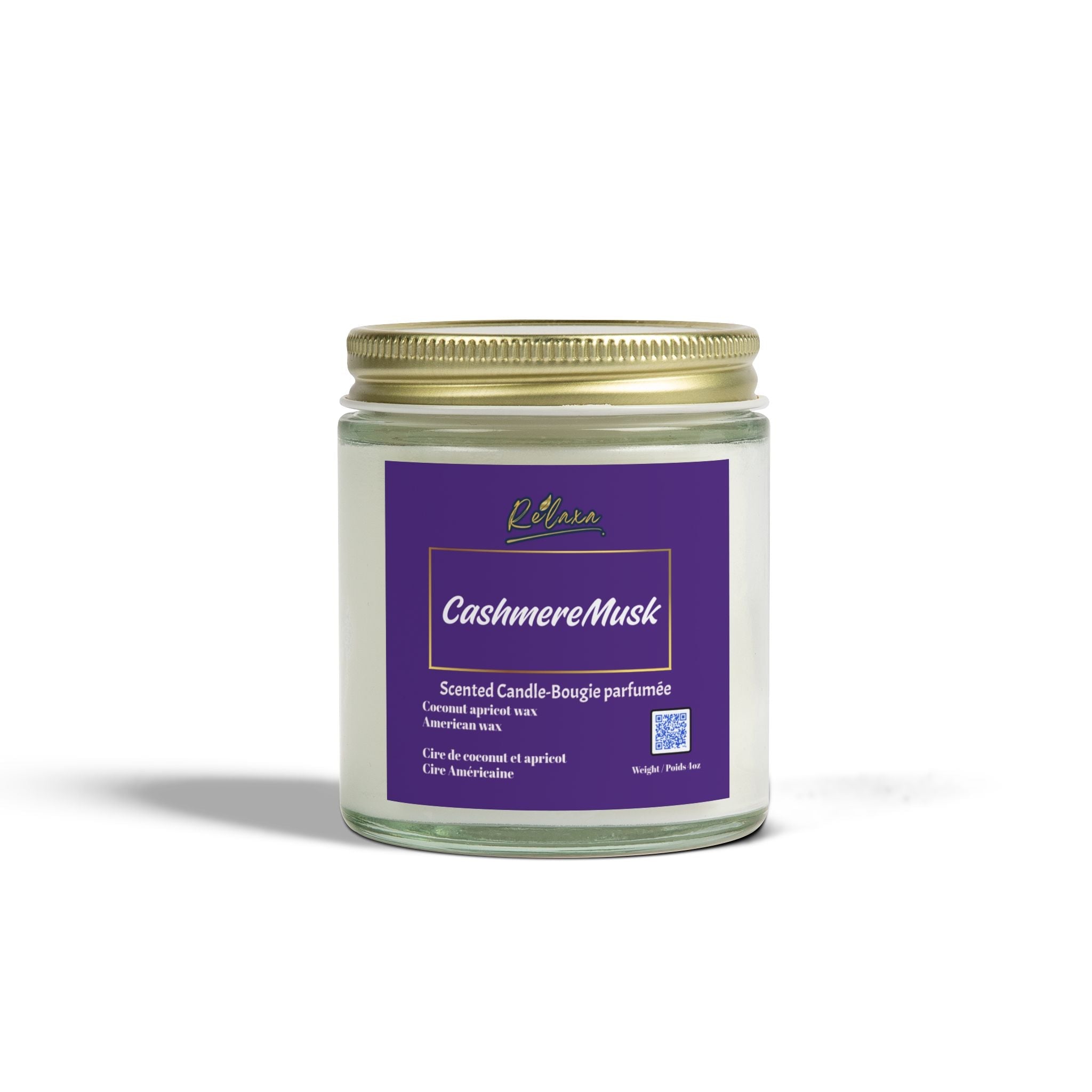 Candle, Cashmere Musk Scented Coconut Apricot Wax (4oz, 9oz) Printify