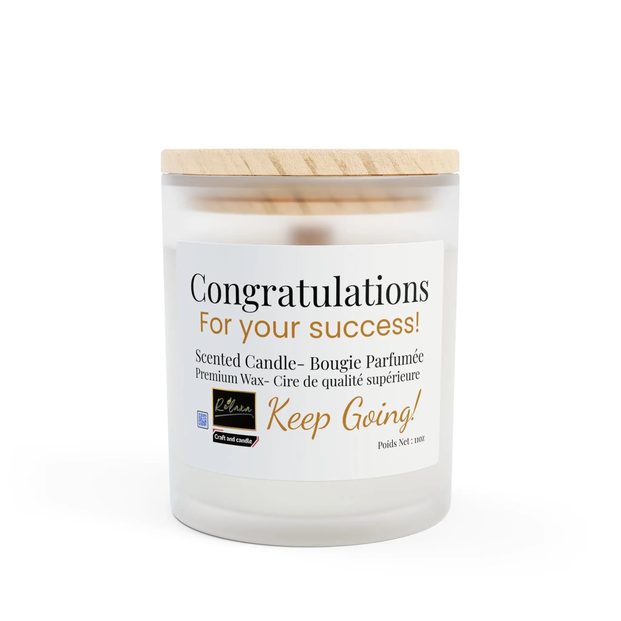 Frosted Glass Graduation Candle - Congratulations for your Business! Printify