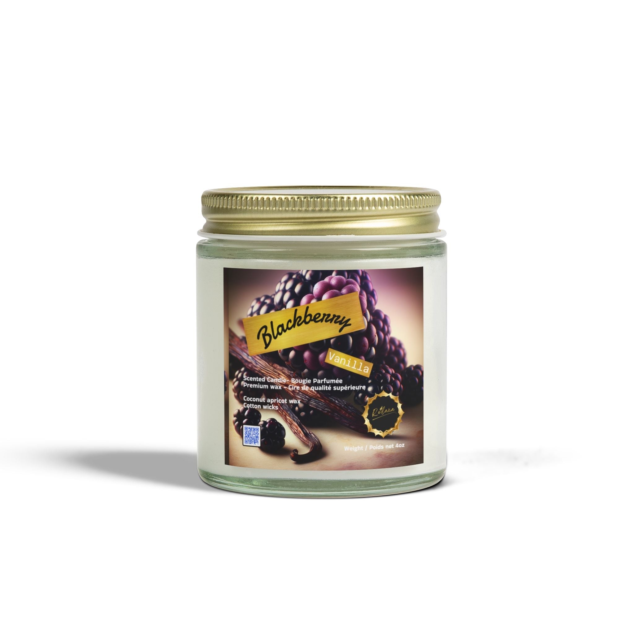 Scented Candles, Coconut Apricot Wax (4oz, 9oz) - Blackberry Vanilla Candle Printify